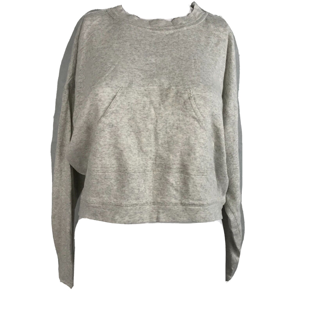 Victoria's Secret Shirt Womens Sz XS Gray Cotton Thermal Shirt Crop Front Pocket